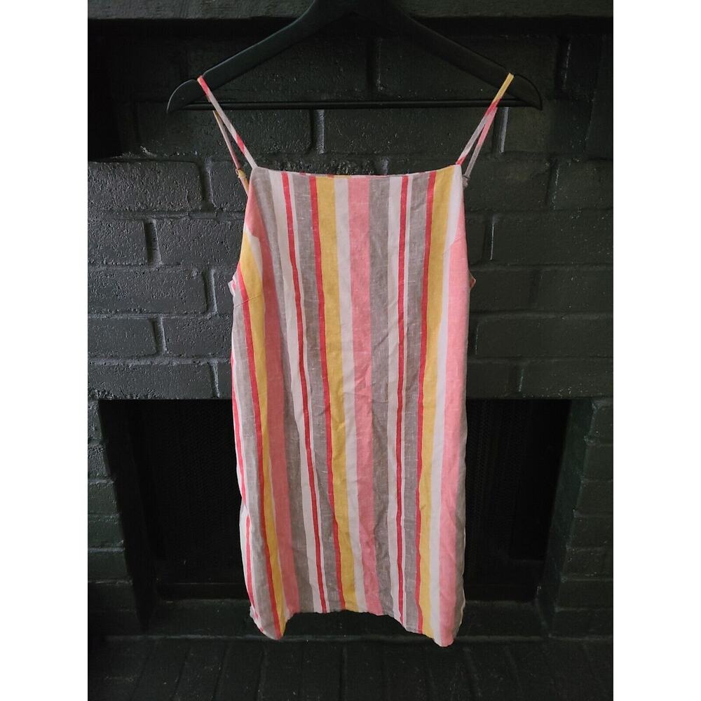 Rusty Surf Spaghetti Strap Women Multicolor Linen Blend Casual Dress Size Medium